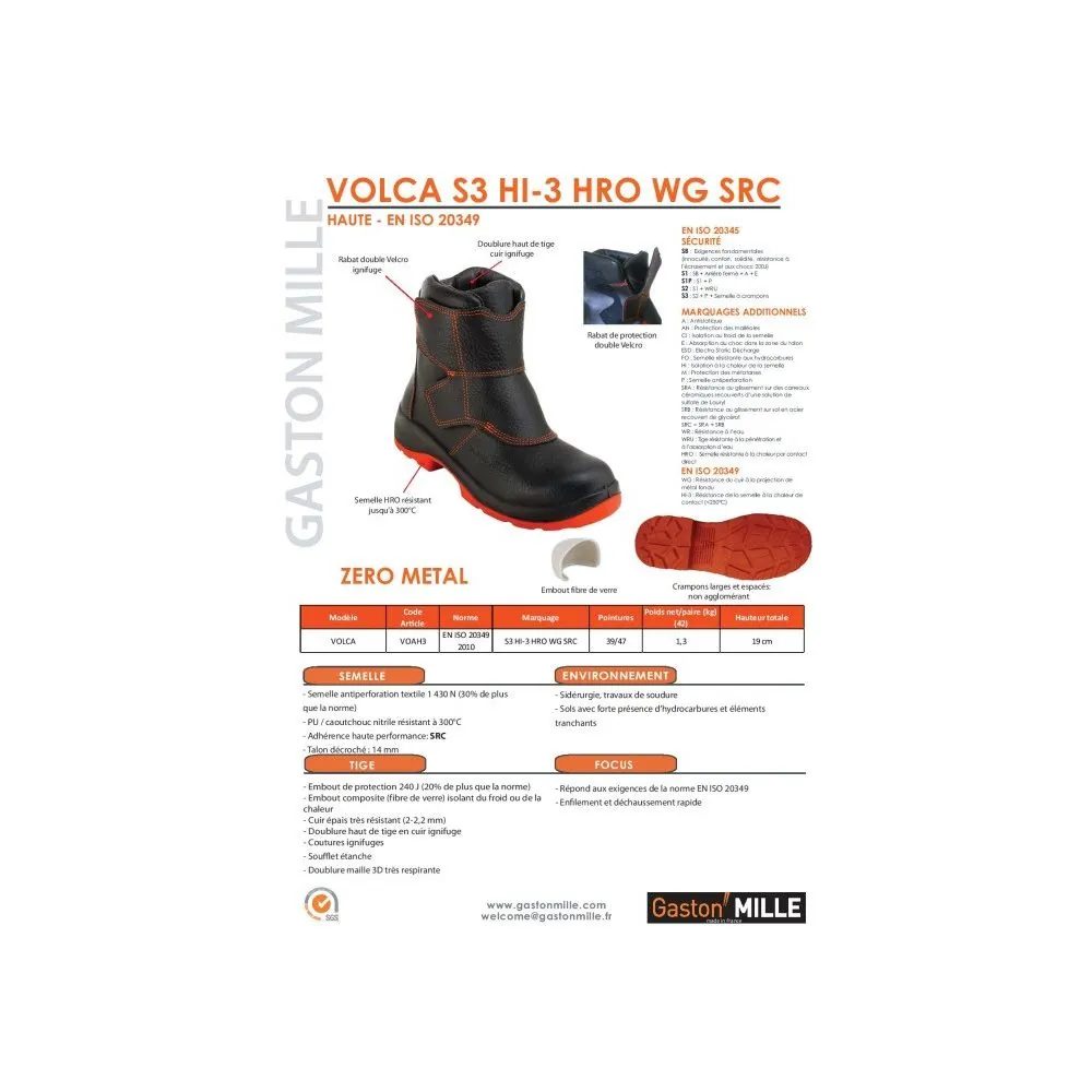 GASTON MILLE suvirintojo batai Volca S3 Hi-3 Hro Wg Src | Glove.lt