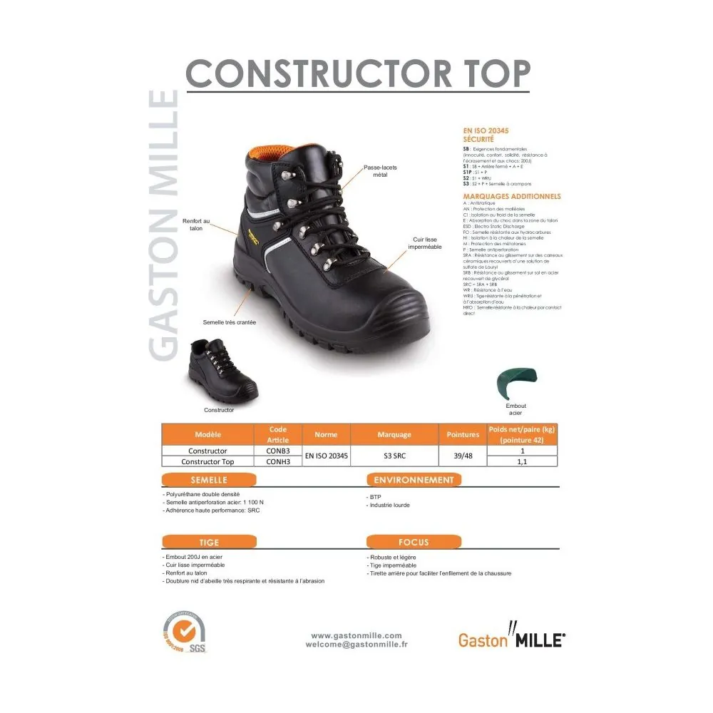Gaston Mille CONSTRUCTOR Top S3 Darbo batai. | Glove.lt Gaston Mille CONSTRUCTOR Top S3 Darbo batai. | Glove.lt