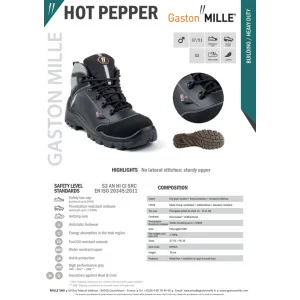 Aukštos kokybės darbo batai Gaston Mille HOT PEPPER S3 AN HI CI SRC | Glove.lt