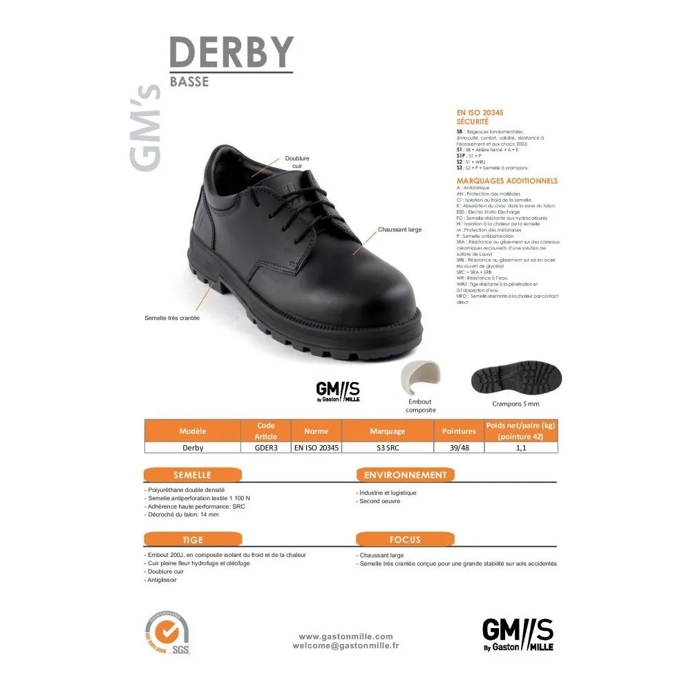 Apsauginiai darbo batai plačiai pėdai Gaston Mille Derby S3 SRC | Glove.lt Apsauginiai darbo batai plačiai pėdai Gaston Mille Derby S3 SRC | Glove.lt