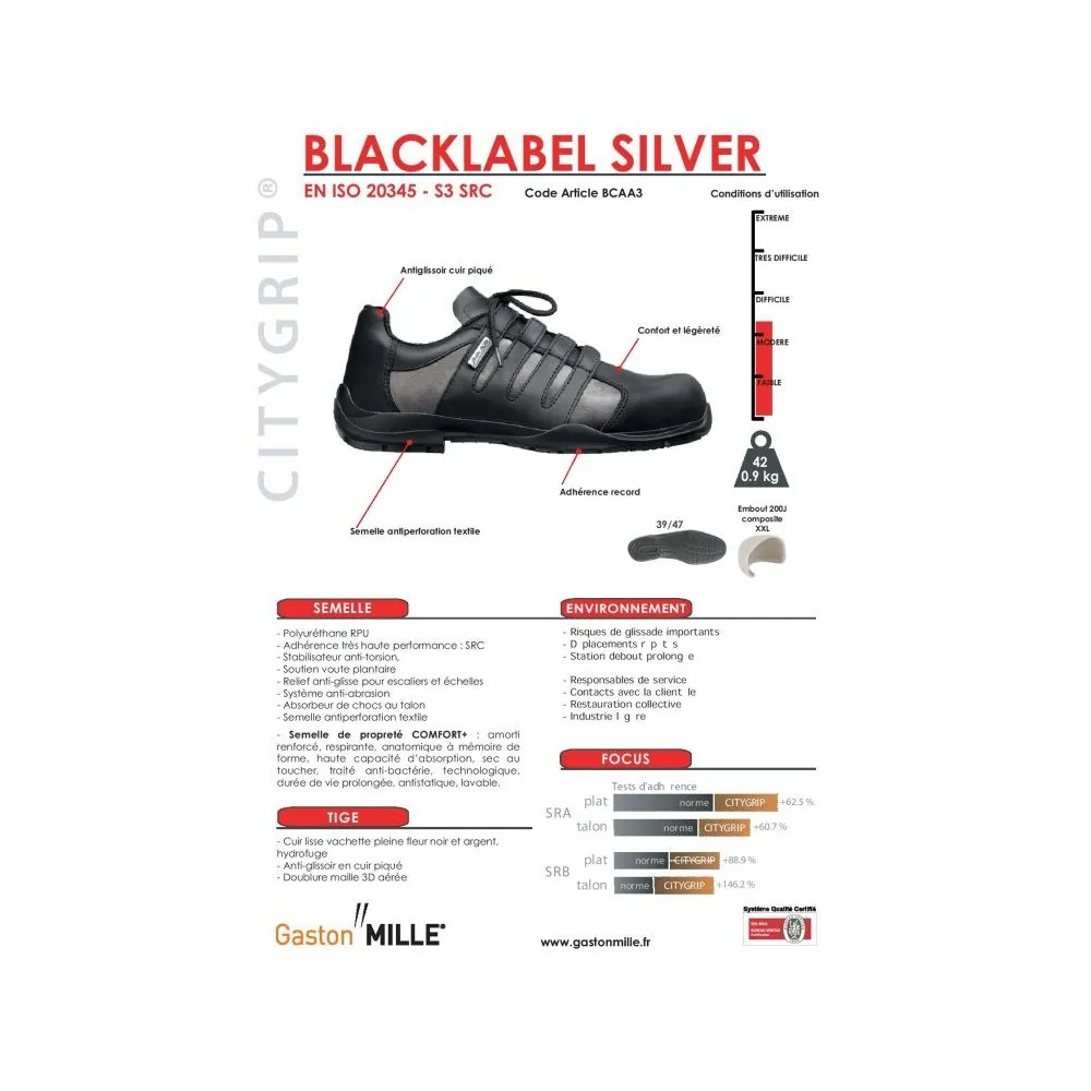Apsauginiai batai Gaston Mille Blacklabel Silver S3 SRC | Glove.lt