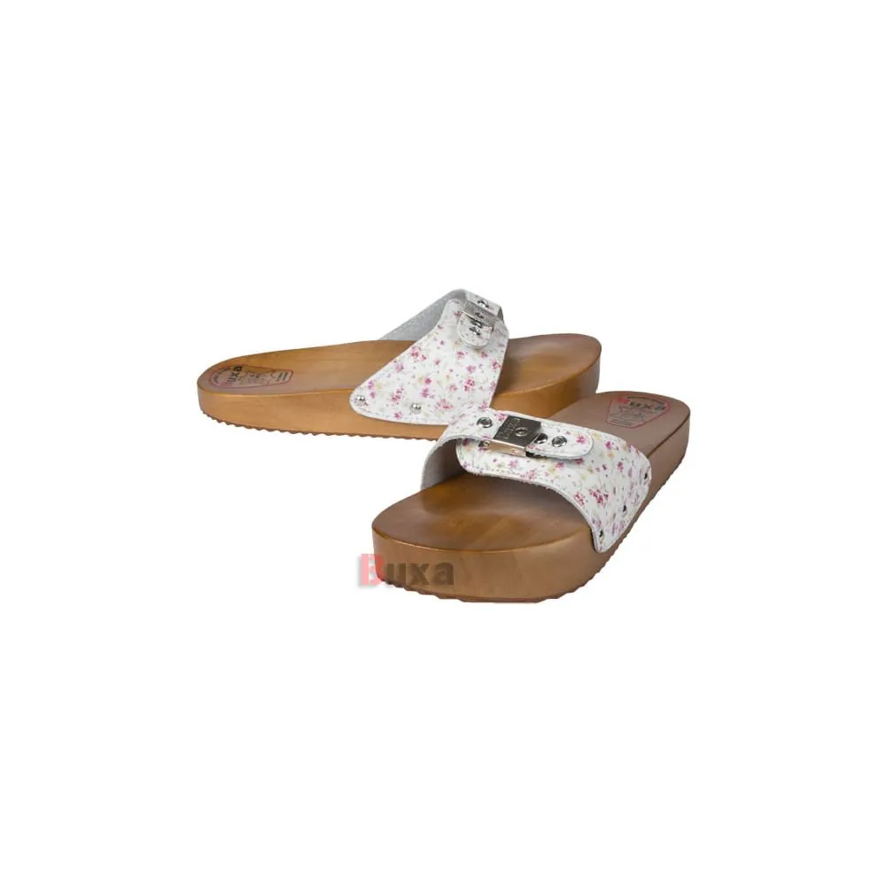Medicininės anticeliulitinės šlepetės Buxa CE1, puoštos smulkiais gėlių motyvais