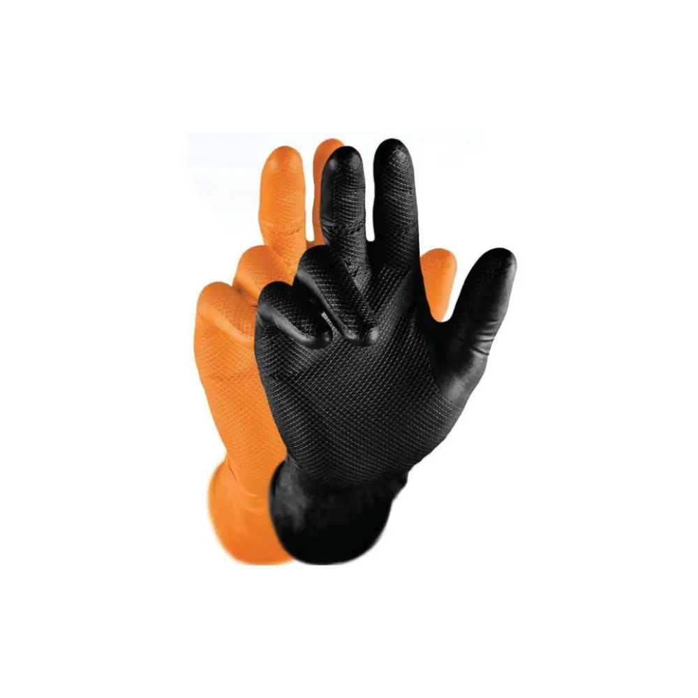 Vienkartinės nitrilinės pirštinės M-Safe Grippaz 246BK, oranžinės , 500 vnt. | Glove.lt