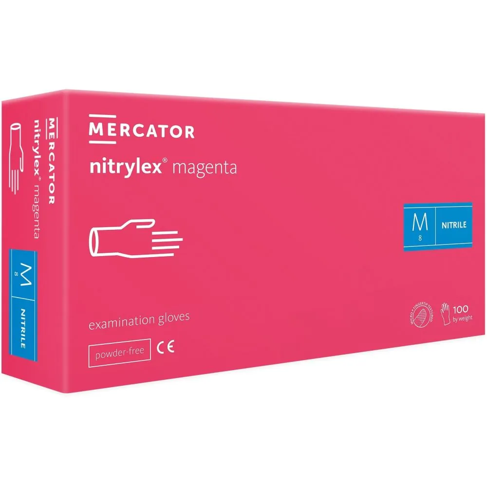 Vienkartinės nitrilinės pirštinės Mercator Nitrylex, magenta (100 vnt)