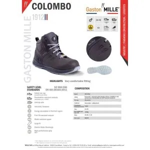 Gaston Mille darbo batai Colombo S3 SRA ESD | Glove.lt