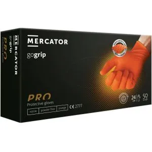 Mercator nitrilinės pirštinės Ideal Go Grip oranžinės, 50 vnt.