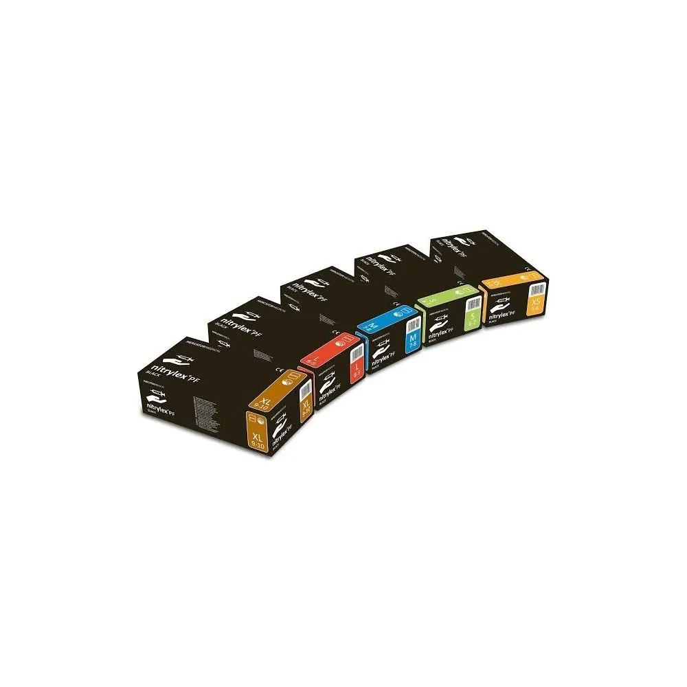 Nitrilinės juodos pirštinės be pudros Nitryl PF BLACK | Mercator