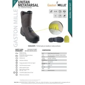 Darbiniai apsauginiai batai Gaston Mille Unitan Metatarsal S3 M HI CI SRC | Glove.lt