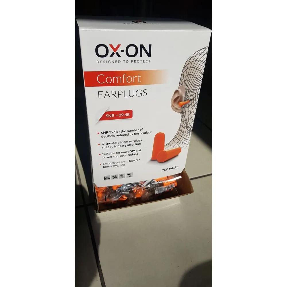 Vienkartiniai ausų kamštukai OX-On Comfort 200 porų SNR 39 dB