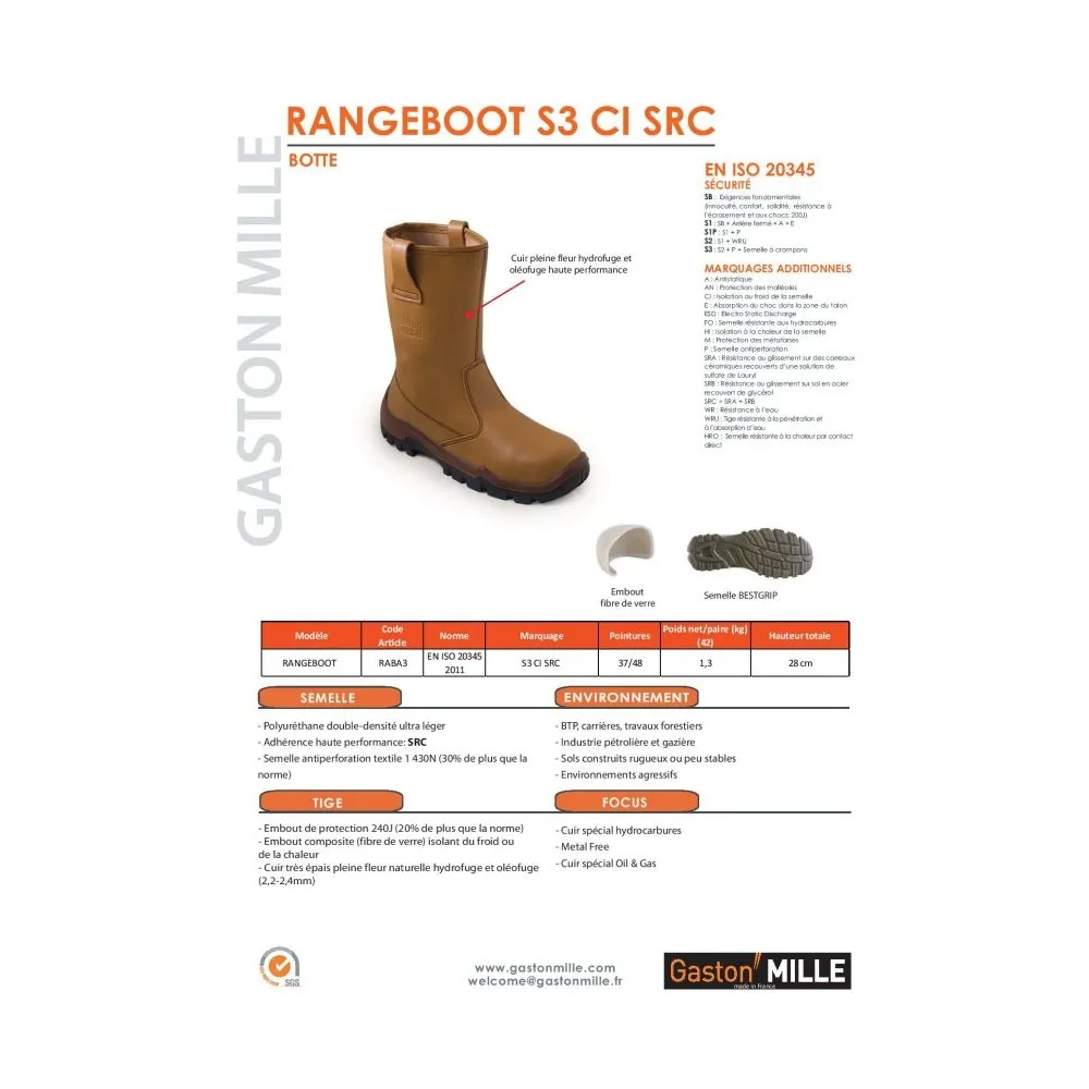 Gaston Mille darbiniai batai Rangeboot S3 CI SRC | Glove.lt