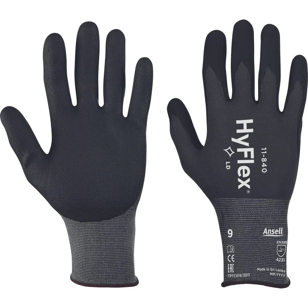 Darbinės pirštinės Ansell 11-840 HyFlex – patikima apsauga