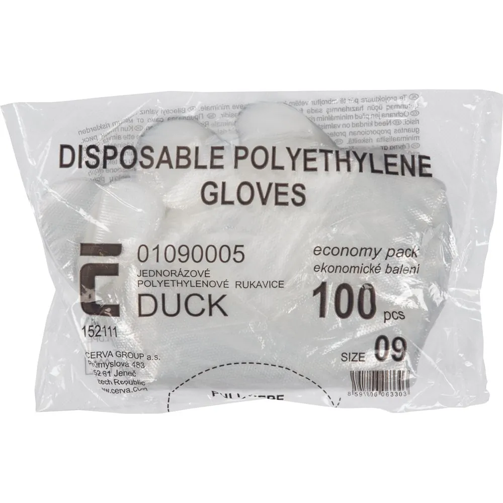 Vienkartinės polietileno pirštinės Cerva DUCK 100vnt. – higiena Vienkartinės polietileno pirštinės Cerva DUCK 100vnt. – higiena