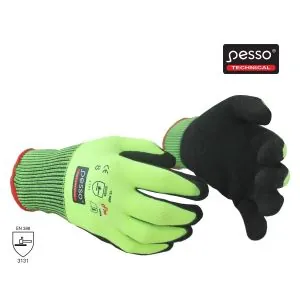 Nailoninės darbo pirštinės grublėtu nitrilu Pesso PNBRG