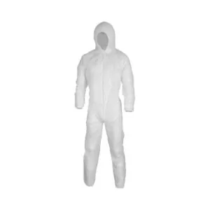 Vienkartinis apsauginis kombinezonas su gobtuvu PP balt. 30g | Glove.lt