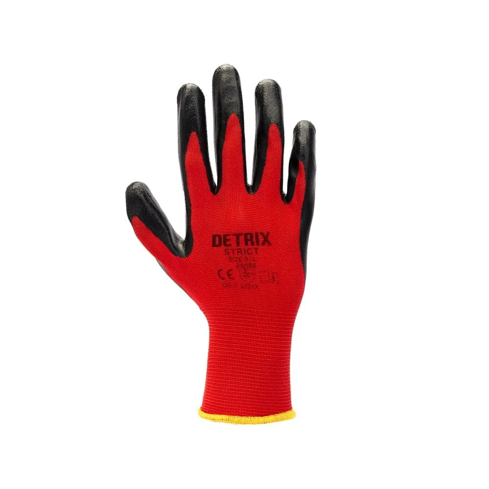 Apsauginės darbo pirštinės aplietos nitrilu Detrix Strict | Glove.lt