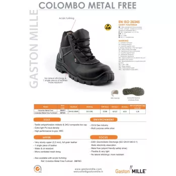 Žieminiai darbo batai Gaston Mille Colombo Metal Free Furlined S3 CI SRC