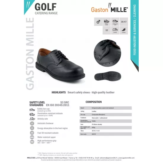 Stilingi apsauginiai vyriški batai Gaston Mille Golf S3 nuotrauka