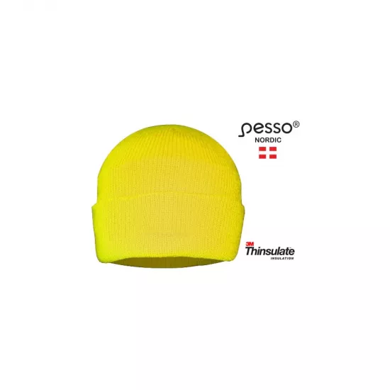 Šilta megzta kepurė Pesso Thinsulate, geltona Darbo rūbai, Darbo kelnės, Pesso rūbų kolekcija, Pesso Rūbai nuotrauka