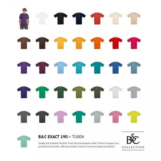 Marškinėliai B&C EXACT 190 įvairių spalvų nuotrauka